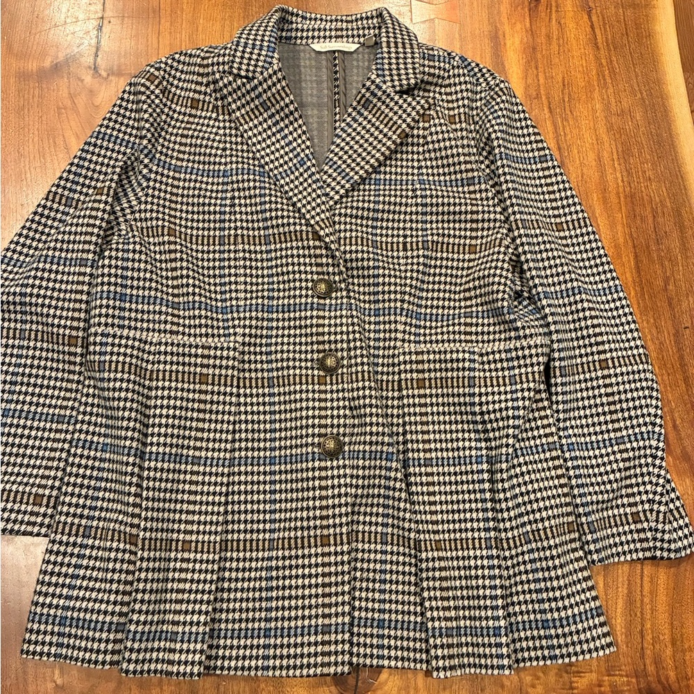 Soft Surroundings Black and Brown Checkered Blazer